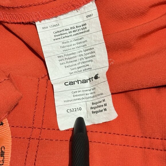 Carhartt Force Pants Womens M Scrubs Work Coral Orange Flare Pull On Comfort - Picture 7 of 9